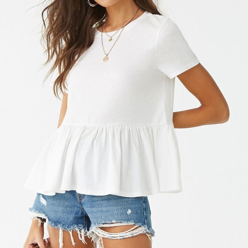 Shirred-Seam Flounce Top